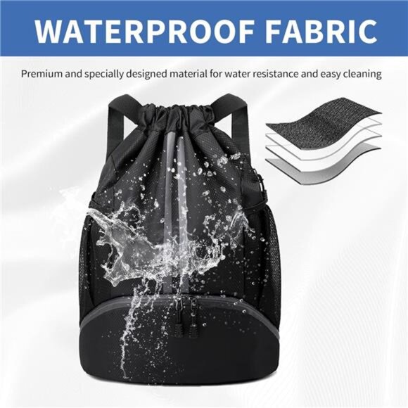 Drawstring Backpack Gym Bag with Shoes Compartment for Soccer, Basketball, main image 6
